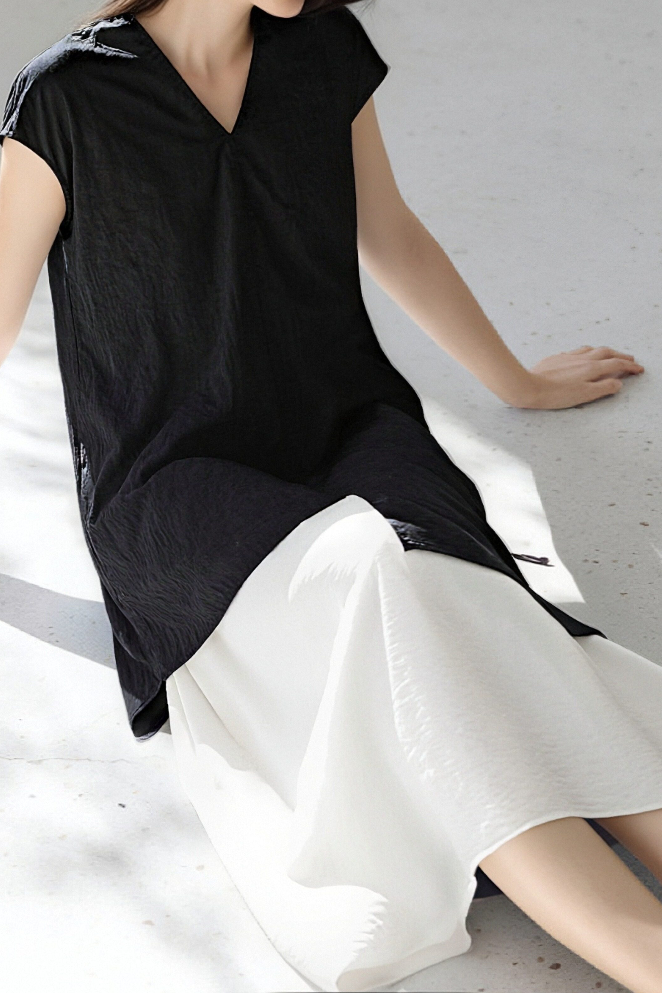 Casual V-Neck Sleeveless Shirt & Slip Dress Set - liwisi