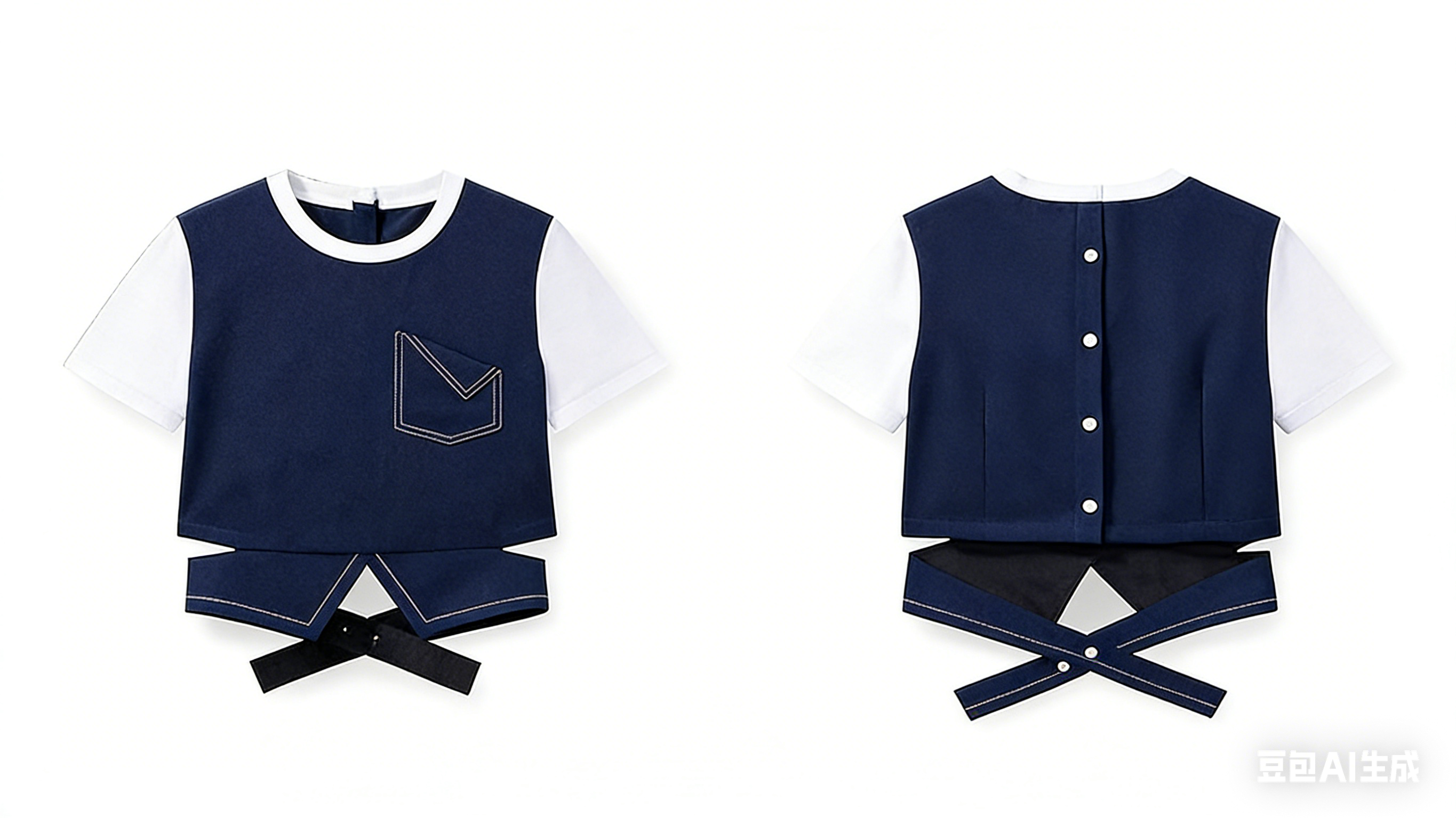 Casual Fake Two-Piece Top & High-Waisted Straight Pants Set - liwisi