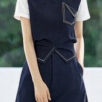 Casual Fake Two-Piece Top & High-Waisted Straight Pants Set - liwisi