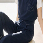 Casual Fake Two-Piece Top & High-Waisted Straight Pants Set - liwisi