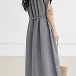 Elegant Linen Plaid Dress - liwisi