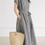 Elegant Linen Plaid Dress - liwisi