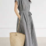 Elegant Linen Plaid Dress - liwisi