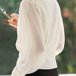 Casual Versatile Solid Color Patchwork Batwing Sleeve Shirt - liwisi