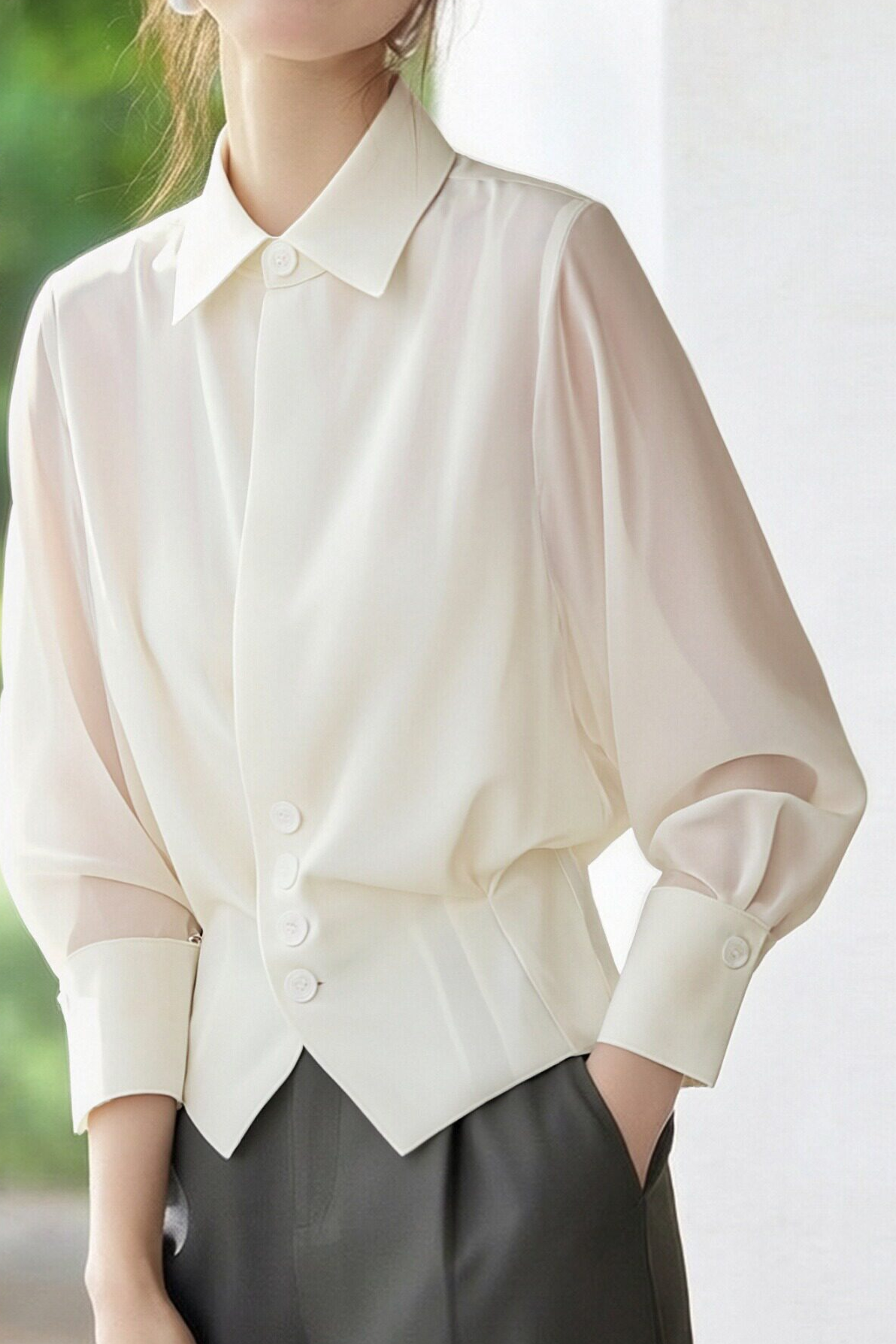 Casual Versatile Solid Color Patchwork Batwing Sleeve Shirt - liwisi