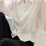 Casual Versatile Solid Color Patchwork Batwing Sleeve Shirt - liwisi