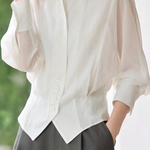 Casual Versatile Solid Color Patchwork Batwing Sleeve Shirt - liwisi