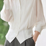 Casual Versatile Solid Color Patchwork Batwing Sleeve Shirt - liwisi