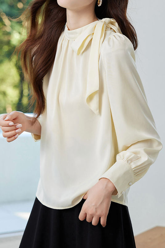 Elegant Stand Collar Bow Shirt - liwisi