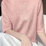 Casual Leaf Texture Tencel Knitted Top - liwisi