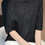 Casual Leaf Texture Tencel Knitted Top - liwisi