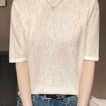 Casual Leaf Texture Tencel Knitted Top - liwisi