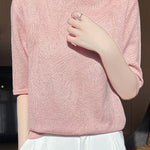 Casual Leaf Texture Tencel Knitted Top - liwisi