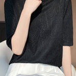 Casual Leaf Texture Tencel Knitted Top - liwisi