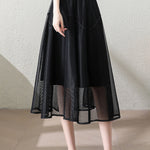 Casual Double Layer Mesh Stitch Trim Skirt - liwisi