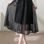 Casual Double Layer Mesh Stitch Trim Skirt - liwisi