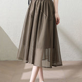 Casual Double Layer Mesh Stitch Trim Skirt - liwisi