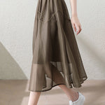 Casual Double Layer Mesh Stitch Trim Skirt - liwisi