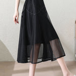 Casual Double Layer Mesh Stitch Trim Skirt - liwisi