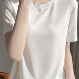 Casual Crew Neck Regular Shoulder T-Shirt - liwisi