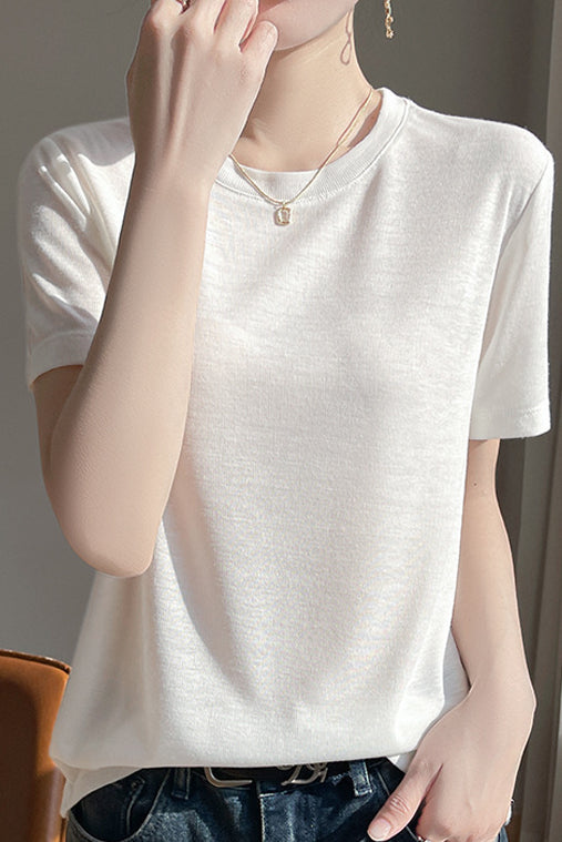 Casual Crew Neck Regular Shoulder T-Shirt - liwisi