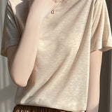 Casual Crew Neck Regular Shoulder T-Shirt - liwisi