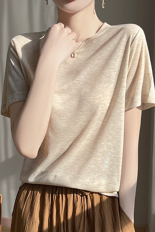 Casual Crew Neck Regular Shoulder T-Shirt - liwisi