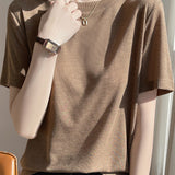 Casual Crew Neck Regular Shoulder T-Shirt - liwisi