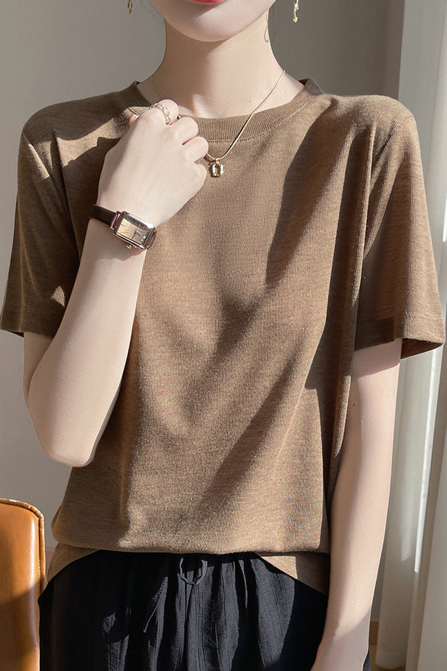 Casual Crew Neck Regular Shoulder T-Shirt - liwisi