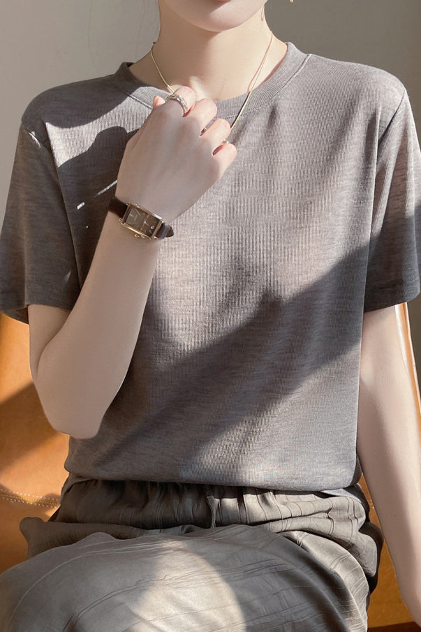 Casual Crew Neck Regular Shoulder T-Shirt - liwisi