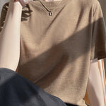 Casual Crew Neck Regular Shoulder T-Shirt - liwisi