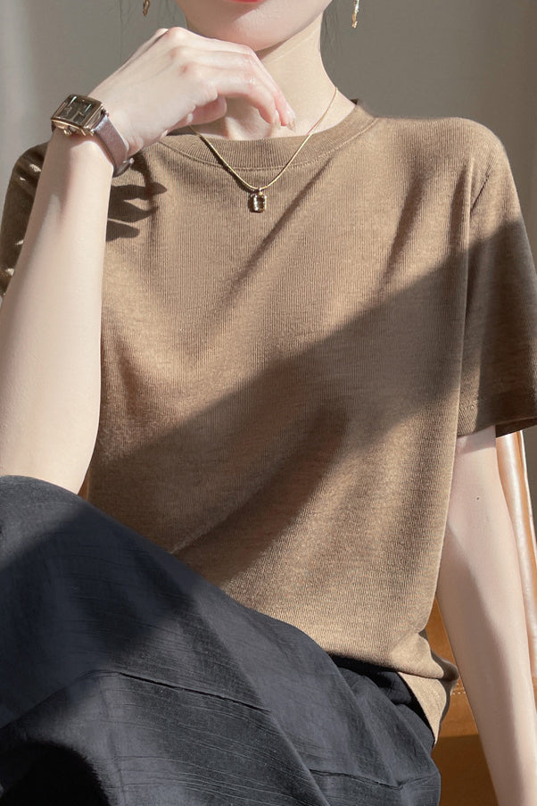 Casual Crew Neck Regular Shoulder T-Shirt - liwisi