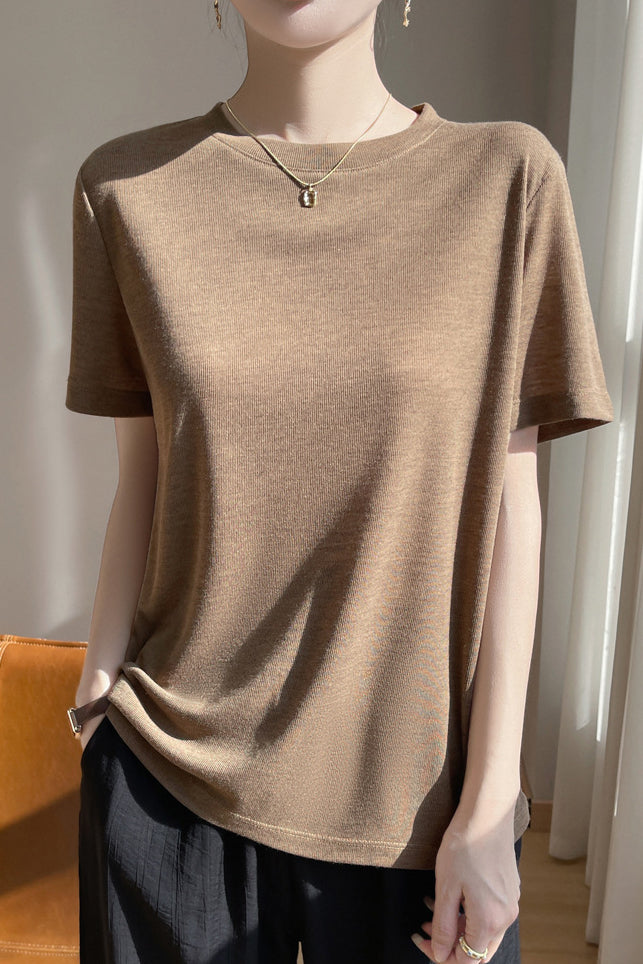 Casual Crew Neck Regular Shoulder T-Shirt - liwisi