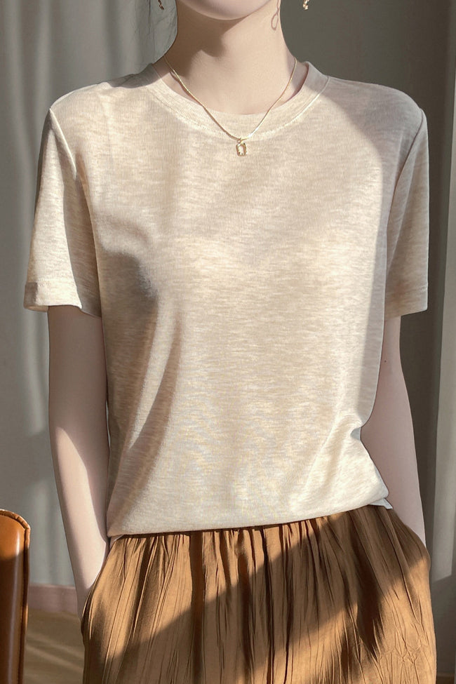 Casual Crew Neck Regular Shoulder T-Shirt - liwisi