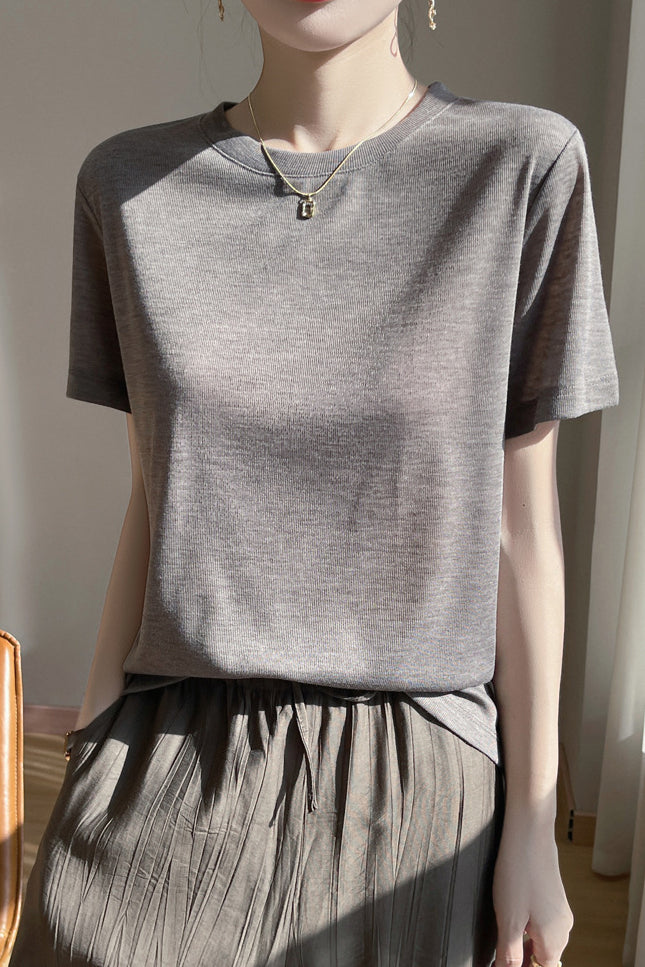 Casual Crew Neck Regular Shoulder T-Shirt - liwisi