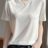 Casual Crew Neck Regular Shoulder T-Shirt - liwisi