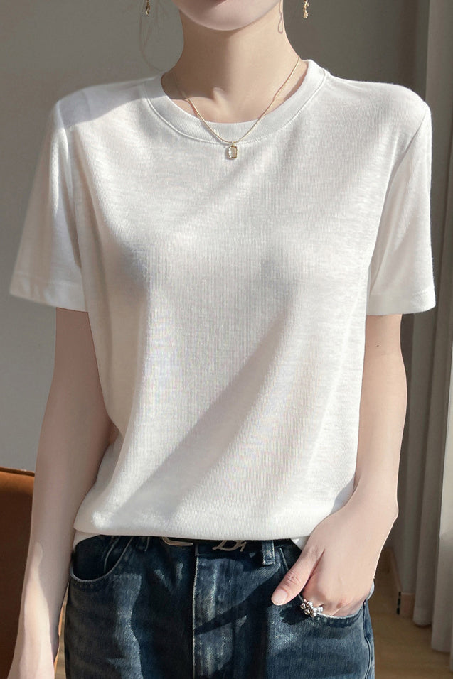 Casual Crew Neck Regular Shoulder T-Shirt - liwisi