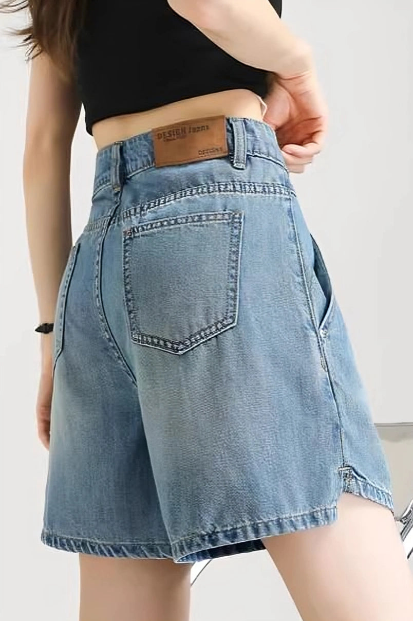 Casual High Slit Denim Shorts - liwisi