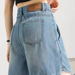 Casual High Slit Denim Shorts - liwisi