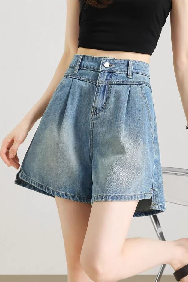 Casual High Slit Denim Shorts - liwisi