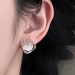 Elegant Hollow Cat's Eye Stud Earrings - liwisi