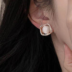 Elegant Hollow Cat's Eye Stud Earrings - liwisi