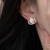 Elegant Hollow Cat's Eye Stud Earrings - liwisi