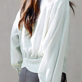 Casual Waist Cinched Ruched Texture Shirt - liwisi