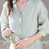 Casual Waist Cinched Ruched Texture Shirt - liwisi