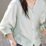 Casual Waist Cinched Ruched Texture Shirt - liwisi