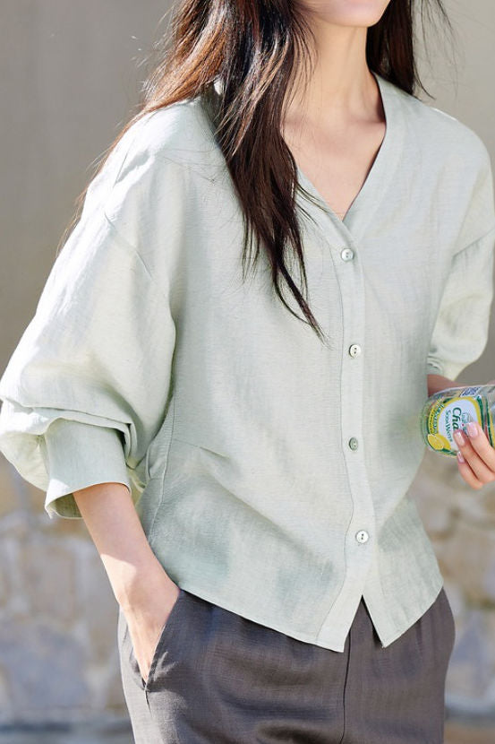 Casual Waist Cinched Ruched Texture Shirt - liwisi