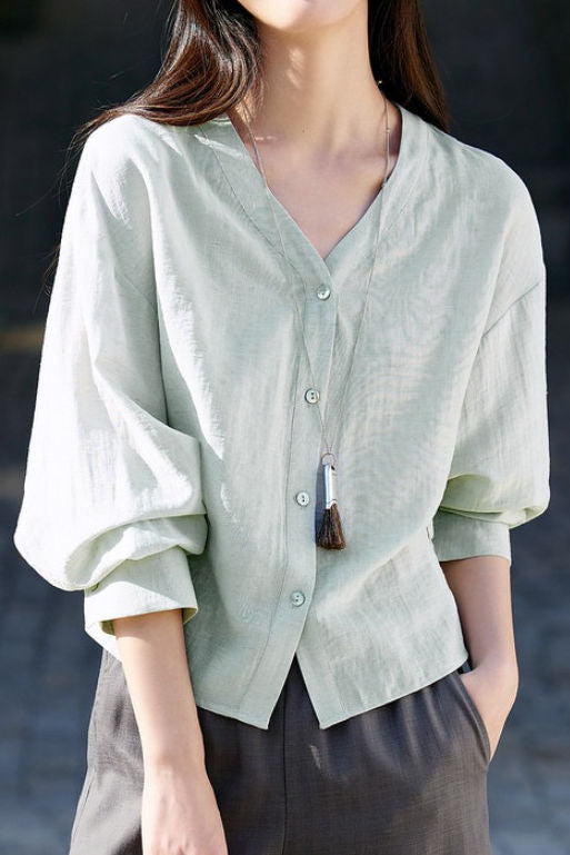 Casual Waist Cinched Ruched Texture Shirt - liwisi