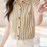 Casual Flutter Sleeve Striped Shirt - liwisi