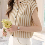 Casual Flutter Sleeve Striped Shirt - liwisi